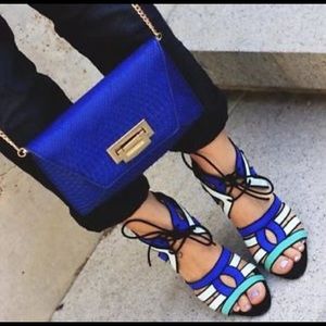 Zara Black Blue Green Combination Strappy Heel